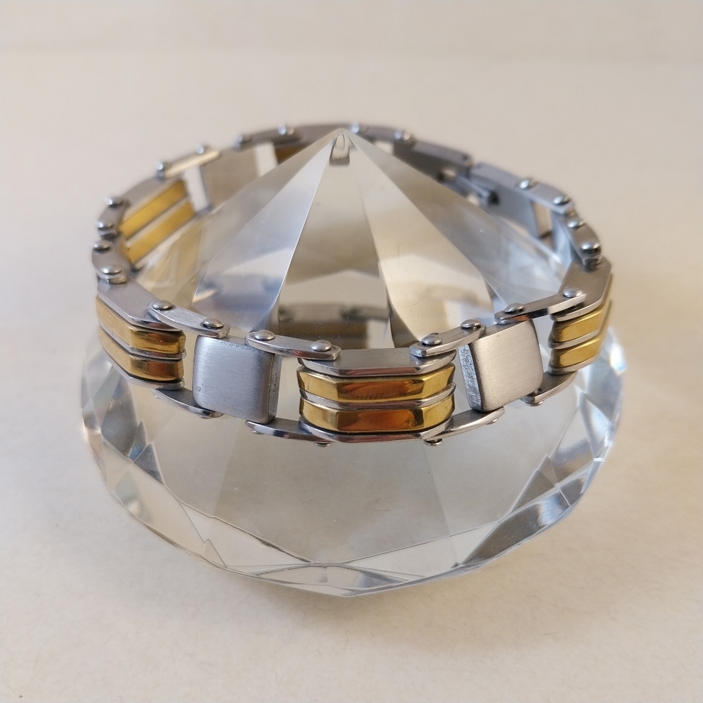 Silver and Gold Tone Steel Bracelet - Picture 5 of 10